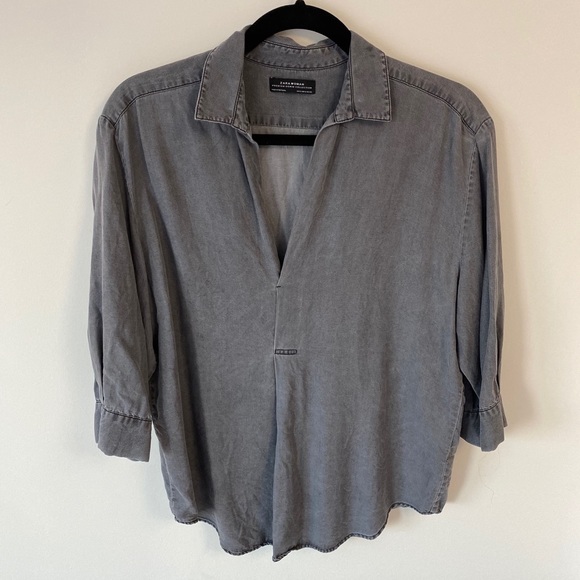 Grey Denim Blouse / Size S - Picture 1 of 2